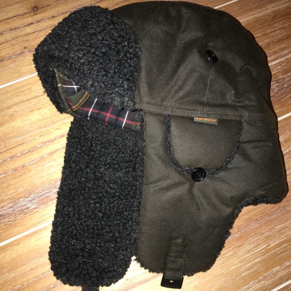 men's barbour fleece lined trapper waxed hat